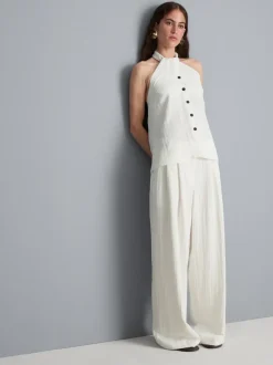 Pantalones de pernera ancha con textura