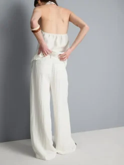 Pantalones de pernera ancha con textura