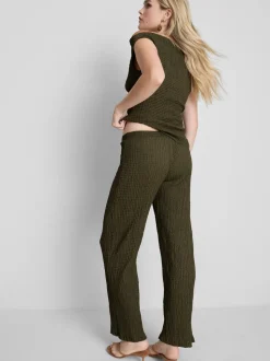 Pantalones de pernera ancha con textura
