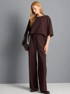 Pantalones de pernera ancha en mezcla de algodón