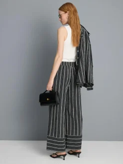 Pantalones de pernera ancha texturizados a rayas