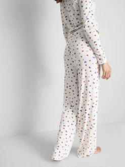 Pantalones de pijama de canalé con mariposas
