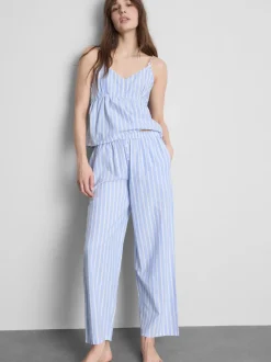Pantalones de pijama Oxford a rayas de algodón