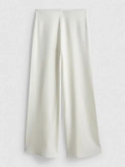 Pantalones de punto plisados de pernera ancha
