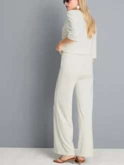 Pantalones de punto plisados de pernera ancha