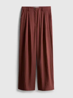 Pantalones de talle medio holgados y texturizados