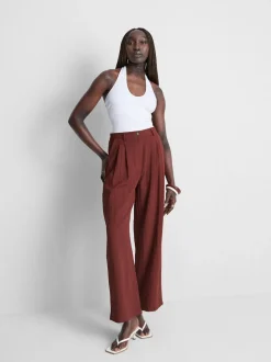 Pantalones de talle medio holgados y texturizados