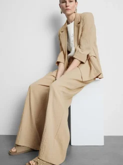 Pantalones de talle medio holgados y texturizados