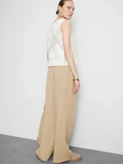 Pantalones de talle medio holgados y texturizados