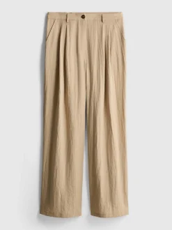 Pantalones de talle medio holgados y texturizados