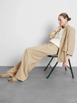 Pantalones de talle medio holgados y texturizados
