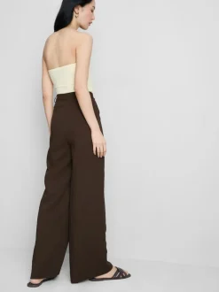 Pantalones de talle medio holgados y texturizados