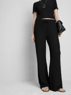 Pantalones fruncidos de pernera recta con cordón