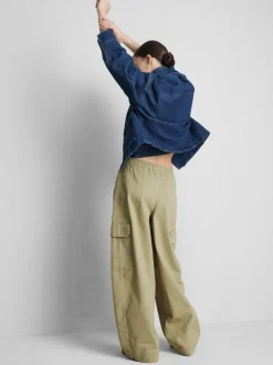 Pantalones militares de algodón con pernera ancha