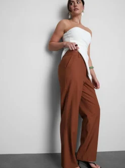 Pantalones rectos en mezcla de lino