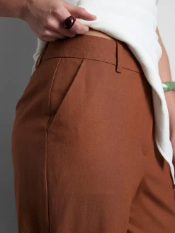 Pantalones rectos en mezcla de lino