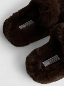 Pantuflas de pelo con doble tira