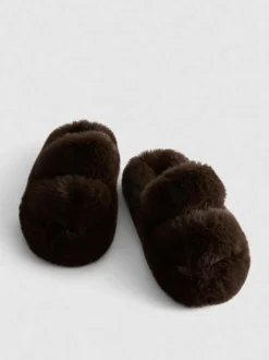 Pantuflas de pelo con doble tira