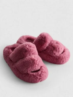 Pantuflas de pelo con doble tira
