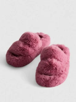 Pantuflas de pelo con doble tira