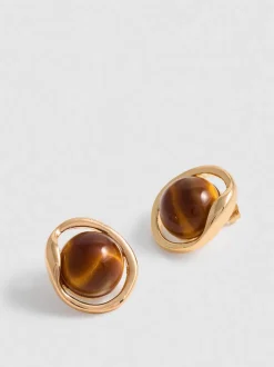 Pendientes de botón con detalle de piedra