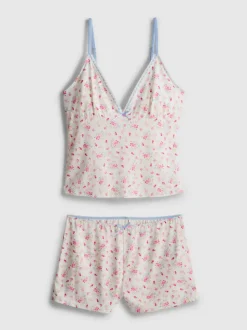 Pijama corto ajustado con camiseta de tirantes
