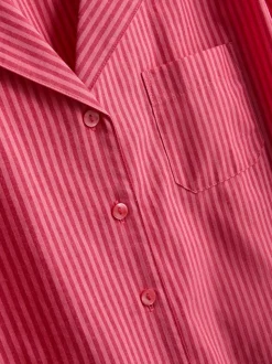 Pijama corto con camisa a rayas de algodón
