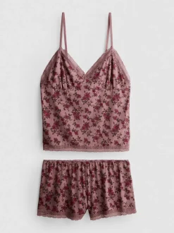 Pijama corto con camiseta de tirantes floral