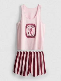 Pijama corto de algodón puro estampado