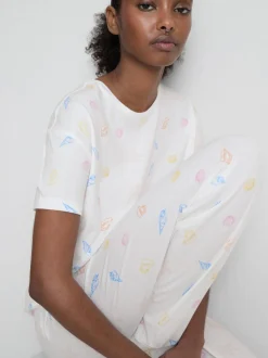Pijama de algodón con estampado de conchas