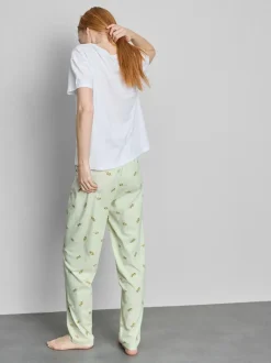 Pijama de algodón estampado con cuello redondo