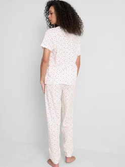 Pijama de manga corta estampado de algodón