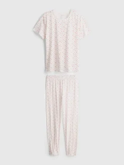 Pijama de manga corta estampado de algodón