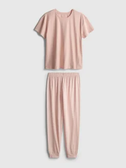 Pijama de manga corta estampado de algodón