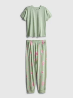 Pijama de manga corta estampado de algodón
