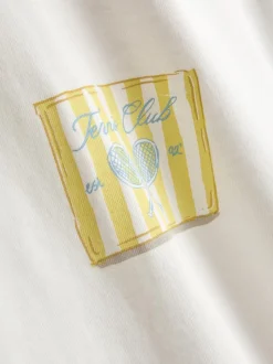 Pijama de manga corta estampado de algodón