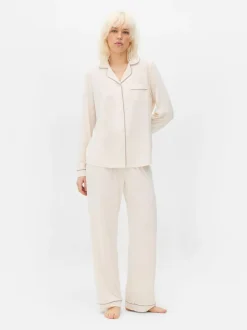 Pijama de punto y manga larga de corte masculino