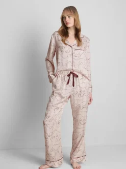 Pijama de satén estampado de corte boyfriend