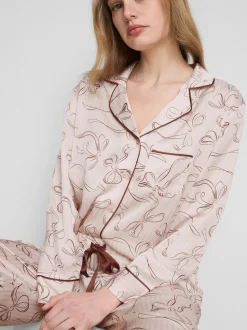 Pijama de satén estampado de corte boyfriend