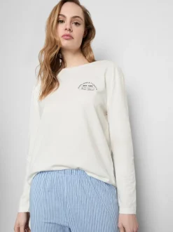 Pijama estampado de algodón con cuello redondo