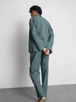 Pijama largo de popelina a rayas