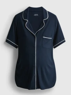 Pijama premamá de canalé de manga corta