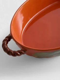 Plato cerámico de horno en forma de calabaza