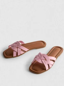 Sandalias de piel sintética tejida