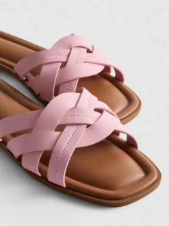 Sandalias de piel sintética tejida