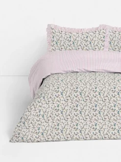 Set de funda nórdica a rayas con flores