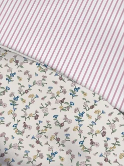 Set de funda nórdica a rayas con flores