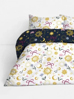 Set de funda nórdica con detalles celestes y algodón