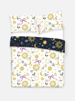 Set de funda nórdica con detalles celestes y algodón