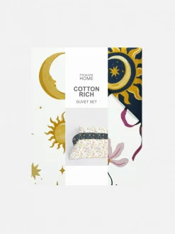 Set de funda nórdica con detalles celestes y algodón
